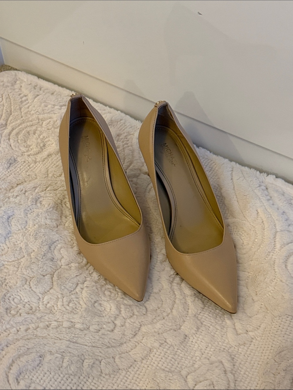 Michael Kors Beige Pointed-Toe Leather Pumps